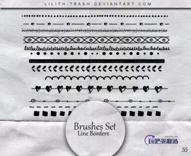 手绘涂鸦式小清新分割线Photoshop笔刷素材下载-玩吧资源站