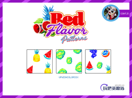 水彩水果背景图案Photoshop图案底纹素材.pat-玩吧资源站