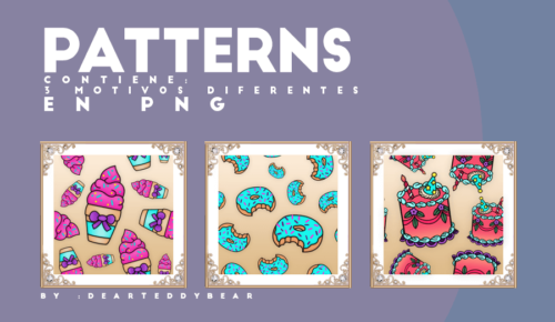 可爱卡通冰淇淋、甜甜圈、蛋糕Photoshop背景填充素材下载-玩吧资源站