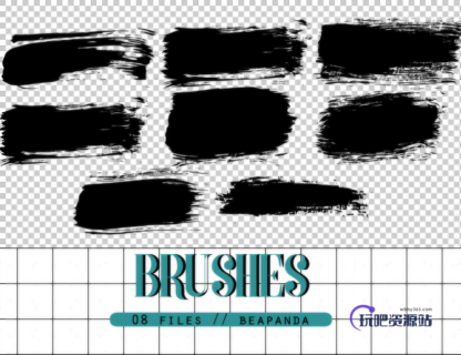毛笔划痕、刷子划痕Photoshop笔刷素材下载-玩吧资源站