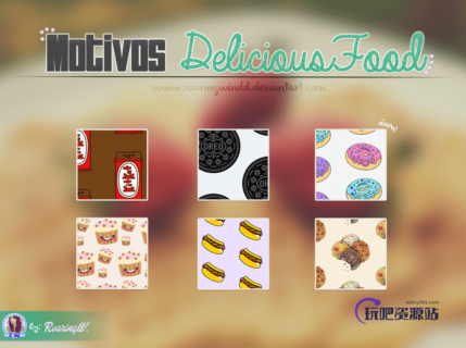 巧克力、饼干、甜甜圈、纸杯蛋糕、热狗等美食Photoshop填充图案底纹素材 Patterns 下载-玩吧资源站