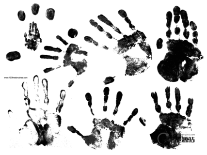 真实的手掌掌印图案、掌纹、血手印Photoshop笔刷素材-玩吧资源站