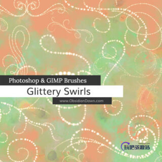 点点花纹图案Photoshop笔刷线条艺术笔刷-玩吧资源站