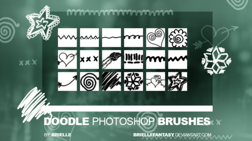 可爱手绘爱心、花朵、线条图案Photoshop童趣笔刷-玩吧资源站