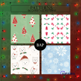 圣诞节Photoshop填充图案底纹素材.pat 免费下载-玩吧资源站