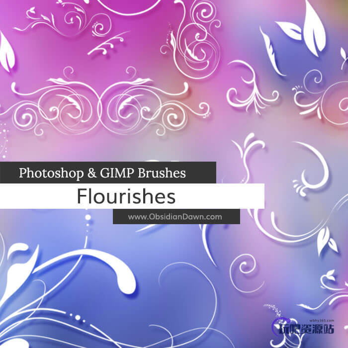 漩涡风格式植物印花图案Photoshop笔刷素材下载