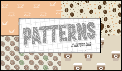 可爱的咖啡豆、咖啡杯、纸杯咖啡图案Photoshop填充图案底纹素材（PNG图片格式）-玩吧资源站