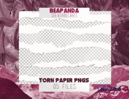 5种撕纸效果边界PS笔刷素材（PNG图片素材）-玩吧资源站