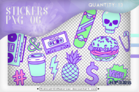 可爱卡通图案、照片美化卡哇伊图形PS笔刷素材（PNG图片格式）-玩吧资源站