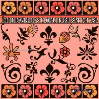 漂亮的小清新植物印花图案Photoshop笔刷素材下载-玩吧资源站