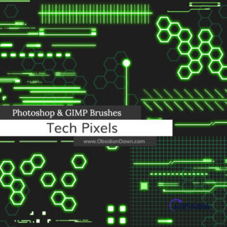 科技元素、未来科幻装饰图案Photoshop笔刷素材下载-玩吧资源站