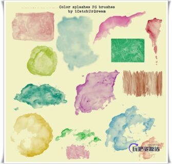 颜色燃料飞溅效果Photoshop笔刷素材下载-玩吧资源站
