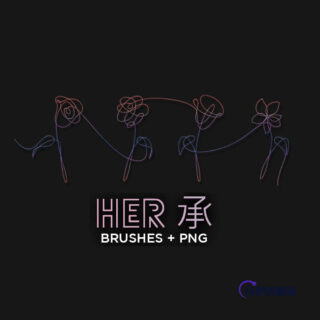 手绘线条花纹、线条花朵图案Photoshop笔刷素材下载-玩吧资源站