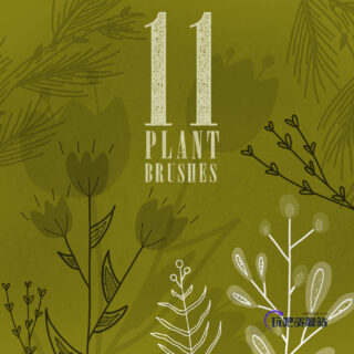 手绘涂鸦小清新树枝花纹图案PS笔刷素材下载-玩吧资源站