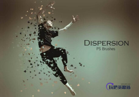 20种破碎、分解状态、分离效果Photoshop笔刷素材下载-玩吧资源站