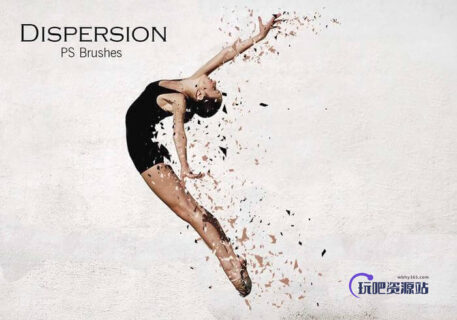 20种破碎、离散、分解、碎片分布效果PS笔刷素材下载-玩吧资源站