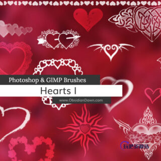 非主流时尚爱心花纹图案PS情人节心形心脏笔刷素材-玩吧资源站