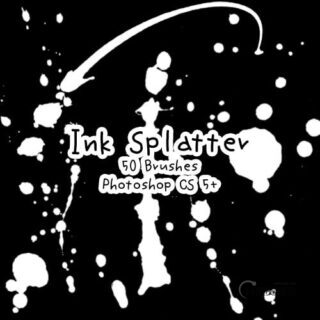 50种油漆、水墨滴溅效果PS笔刷素材下载-玩吧资源站