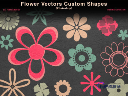 各种印花、鲜花图案photoshop自定义形状素材 .csh 下载-玩吧资源站