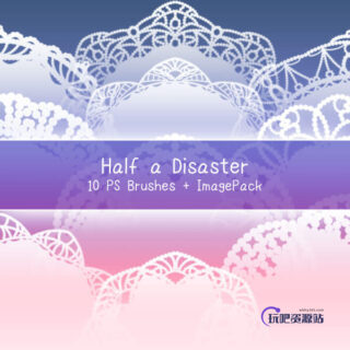 10种只有一半的珠珠式花纹图案效果PS笔刷素材-玩吧资源站