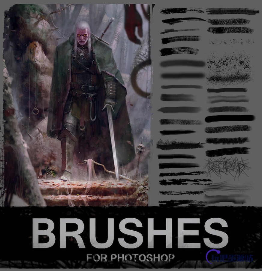 50种CG绘画处理Photoshop画笔笔刷素材