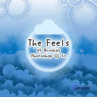 卡哇伊光圈、云朵、太阳效果等图案PS笔刷素材-玩吧资源站