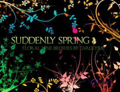 漂亮的藤蔓式植物印花花纹图案PS笔刷素材下载-玩吧资源站