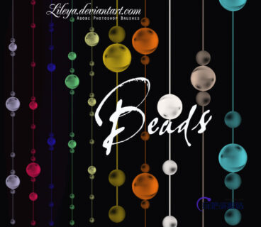 珠珠挂链、珠子挂帘效果PS装饰笔刷-玩吧资源站