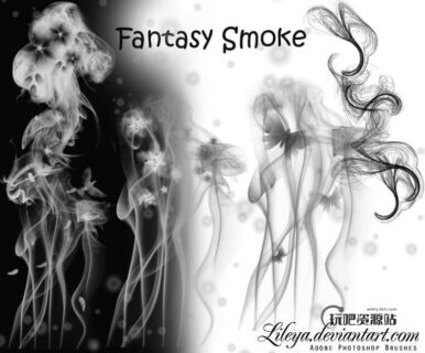 另类幻想烟雾图案PS笔刷素材-玩吧资源站