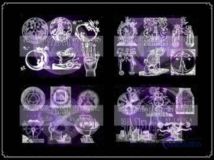 魔法炼金术士元素图案Photoshop笔刷素材下载-玩吧资源站