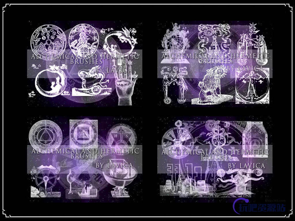 魔法炼金术士元素图案Photoshop笔刷素材下载