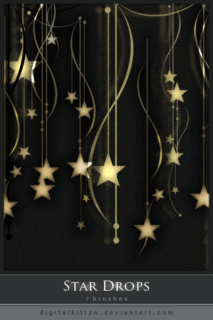 甜美梦幻场景装饰星星挂坠图形PS笔刷素材下载-玩吧资源站