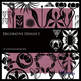 欧式复古花纹图案、植物印花花纹PS笔刷素材下载-玩吧资源站