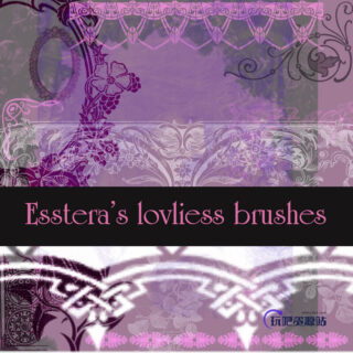 漂亮的西欧式古典印花图案PS笔刷素材下载-玩吧资源站