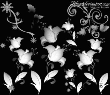 盛开的鲜花花朵图案PS鲜花装饰笔刷-玩吧资源站