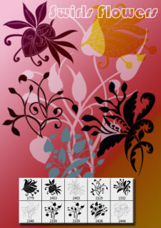 10种漂亮的手绘植物花纹图案Photoshop笔刷素材下载-玩吧资源站