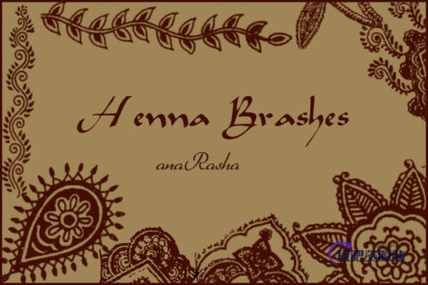 手绘植物印花图案PS笔刷免费下载-玩吧资源站