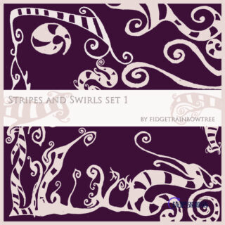 抽象涂鸦植物装饰图案PS笔刷素材-玩吧资源站