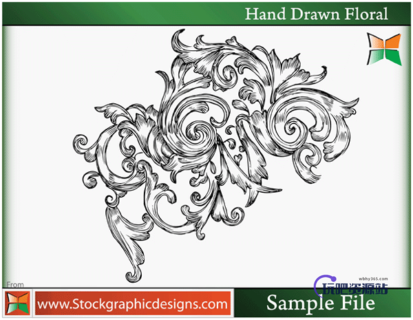 漂亮精美的手绘欧式花纹图案PS笔刷素材下载-玩吧资源站