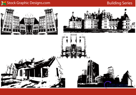 都市城市、乡村剪影图形PS笔刷素材-玩吧资源站