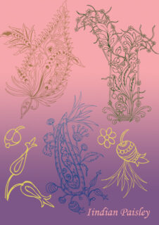 漂亮的手绘植物花纹、印花图案Photoshop笔刷素材下载-玩吧资源站