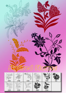 秀丽漂亮的手绘植物鲜花花朵花纹图案PS笔刷素材下载-玩吧资源站