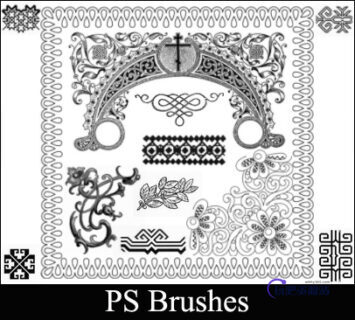 经典穆斯林式花纹图案PS笔刷素材下载-玩吧资源站