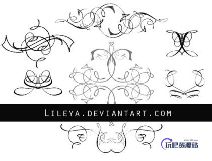 简单有艺术的线条花纹PS笔刷素材下载-玩吧资源站