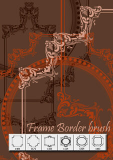 经典漂亮的植物印花式边框、相框、画框图案PS笔刷素材-玩吧资源站