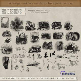 各种的动画插画图案PS笔刷素材下载-玩吧资源站