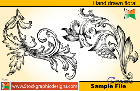 精美手绘植物鲜花印花图案PS笔刷素材下载-玩吧资源站