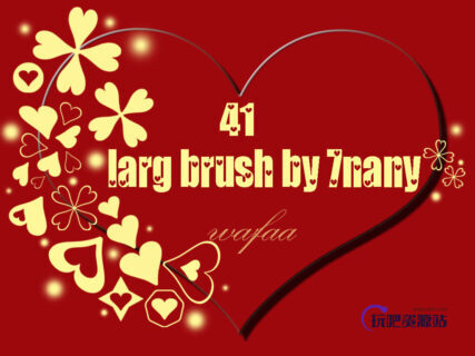 漂亮爱心、红桃心、小花朵花纹PS图案笔刷素材-玩吧资源站