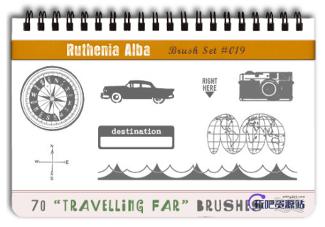 欧美生活元素剪贴画PS笔刷素材下载-玩吧资源站