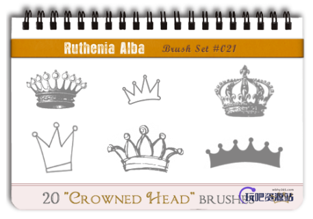 20种可爱的皇冠、王冠图形PS笔刷素材下载-玩吧资源站